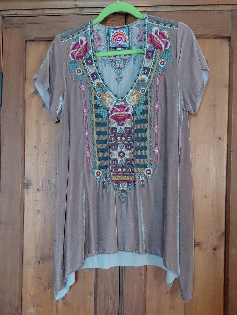 Johnny Was Embroidered Velvet Tunic S